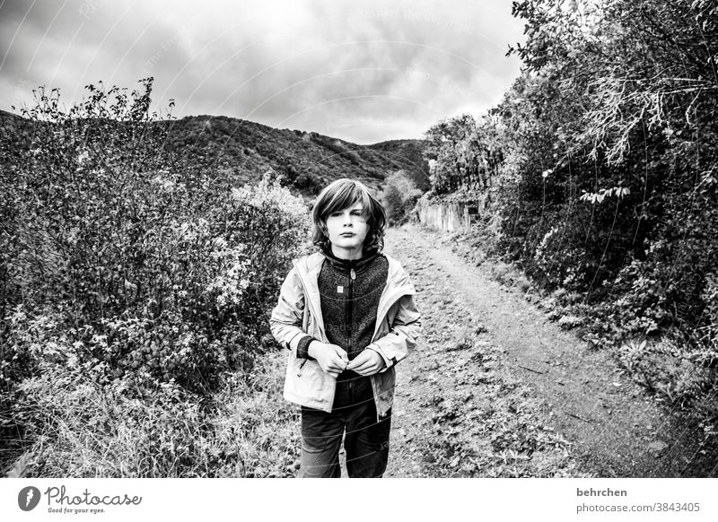 isn't it enough to photograph the landscape? Vineyard Autumnal Seasons Rain Son Infancy Child hikers Hunsrück Moselle valley Mosel (wine-growing area)