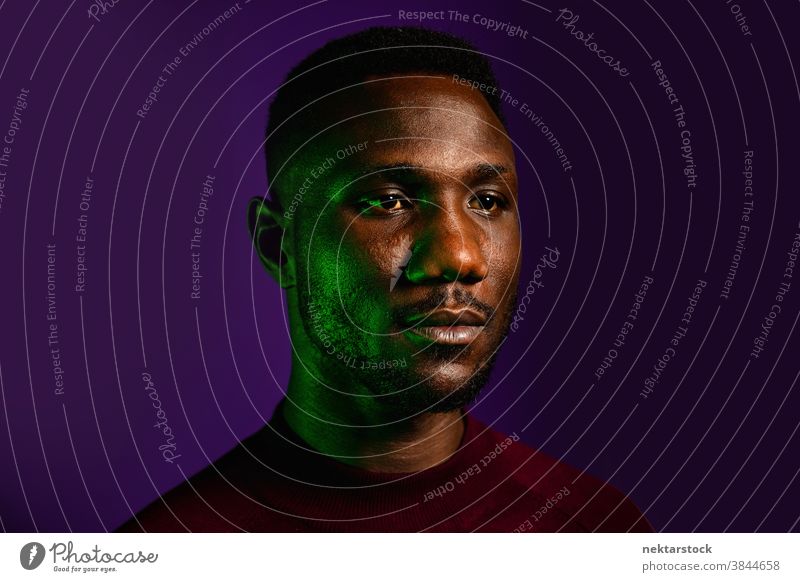 Studio Head Shot of Stoic African Man man black portrait face stoic close up ambient head shot African ethnicity strength Independent confident fearless brave