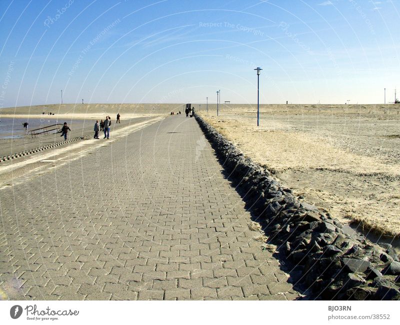 See the sea #11 - Horizon 2 Ocean Sea promenade Empty Gloomy Lamp Beach Sky Blue Stone Sand Human being