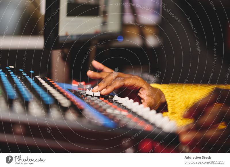 Close up macro photography of a smart tv television remote control with  recording button. Concept of show, business, recording, tv, action, and  radio Stock Photo