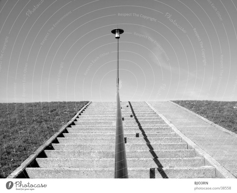 See the sea #4 - Still Life Dike Lamp Beach Clouds Grass Architecture Stairs Sky Floodlight Lawn Handrail Shadow