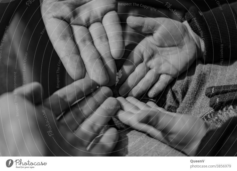 Hands of mum, dad and child in black and white hands Black & white photo Family & Relations Only child Infancy Memory Nostalgia Emotions family album Legacy
