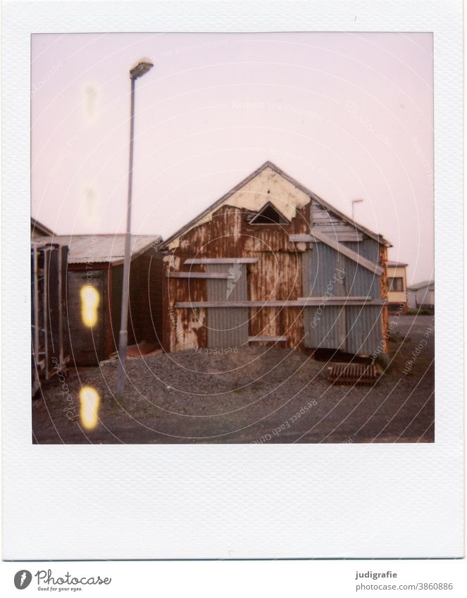 Icelandic house on Polaroid House (Residential Structure) Hut dwell Window Exterior shot Building Loneliness Living or residing Colour photo Deserted door