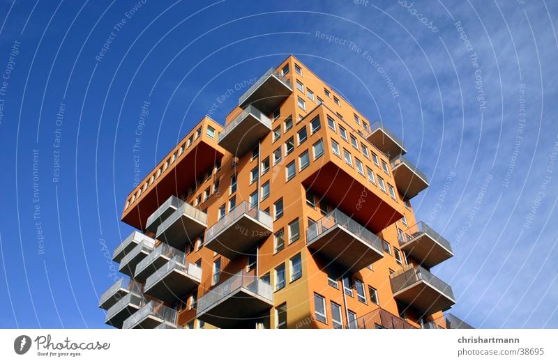 skyscraper House (Residential Structure) Balcony Style Architecture Orange