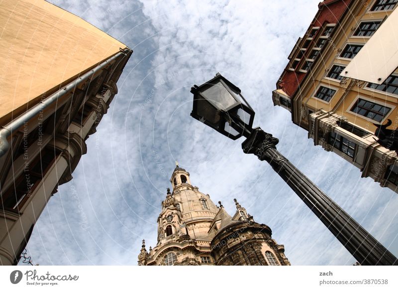 Church from below Dresden Dresden Church of Our Lady Saxony Frauenkirche Landmark Historic Old town Building House (Residential Structure) Lantern Facade