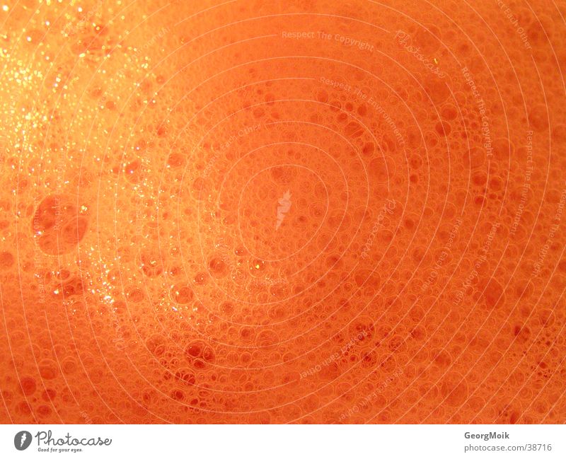lather Foam Blow Structures and shapes Orange Bubble Air bubble Close-up Deserted Copy Space Reflection Colour photo Beverage