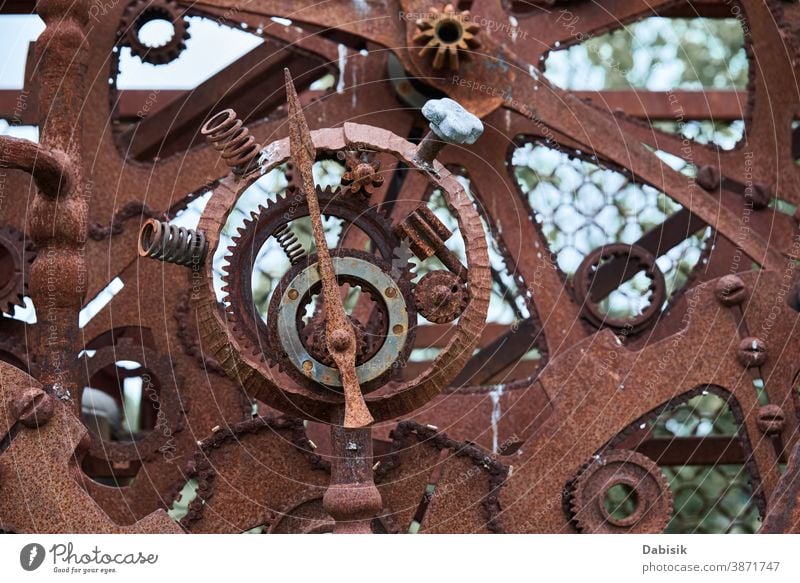 Rusty iron mechanical parts and gear wheels. Steampunk texture steampunk machine circle rusty vintage metal machinery steel background industrial old metallic