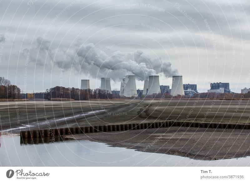 the Jänschwalde power plant in misty weather power station Industry climate Climate Environmental protection Lausitz forest Brandenburg Energy industry