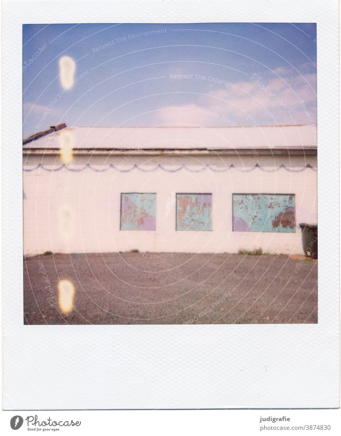 Icelandic house on Polaroid House (Residential Structure) Hut dwell Window Exterior shot Building Loneliness Colour photo Deserted door forsake sb./sth. Facade