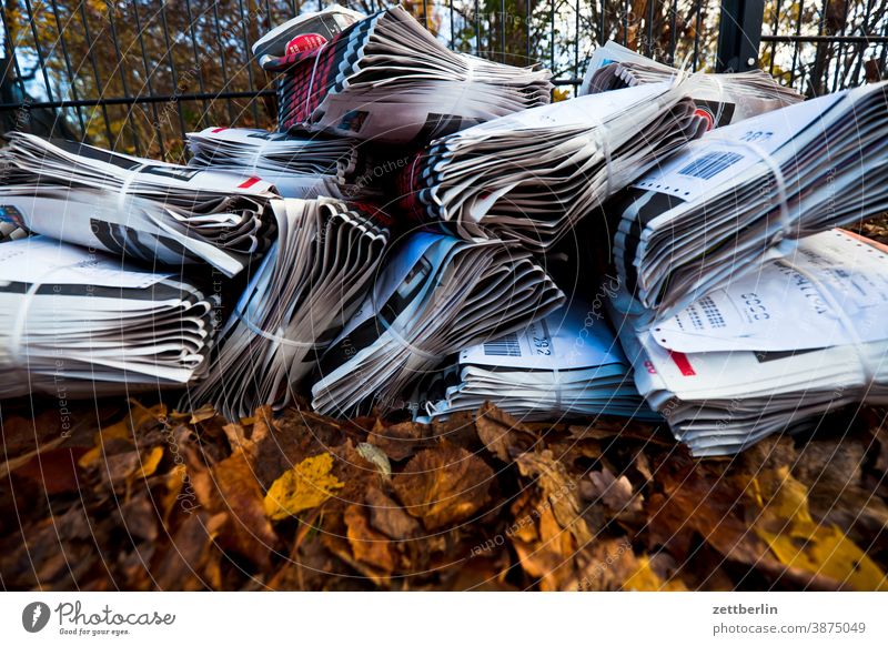 newspapers waste files Waste paper Analog archive Letter (Mail) correspondence Office bureaucracy documentation background garlic paper Deserted Trash Paper