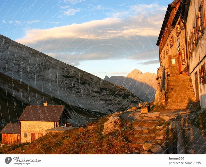Sunrise at Watzmannhaus House (Residential Structure) Physics Morning Mountain Warmth Dawn Alps
