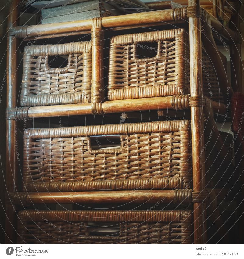 Bogumil Mask Face Wide Demanding Sharp-edged Anonymous Cupboard Drawers Wood rattan Interior shot Colour photo Old Deserted Wall (building) Furniture Light