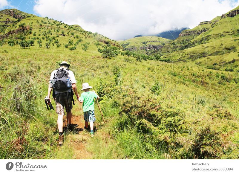 wandering boys II Hold hands beautifully Contrast Grass Family Fantastic Exceptional especially Son in common Together Mountain Clouds Day Wanderlust Sky