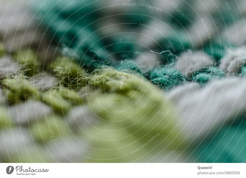 Close-up of fabric with green colors White Green Cloth Thread warm Lichen Knit Wool Clothing Soft Material textile Design texture weave Production Fashion