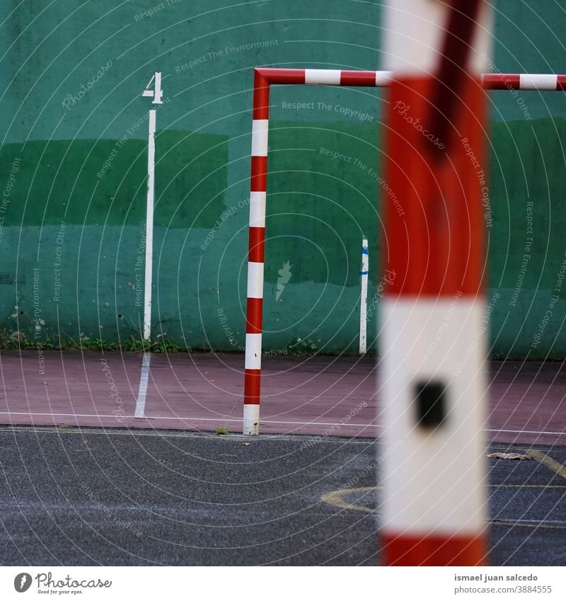 old soccer goal sports equipment street soccer field play playing abandoned park playground outdoors broken background bilbao spain Sports Exterior shot