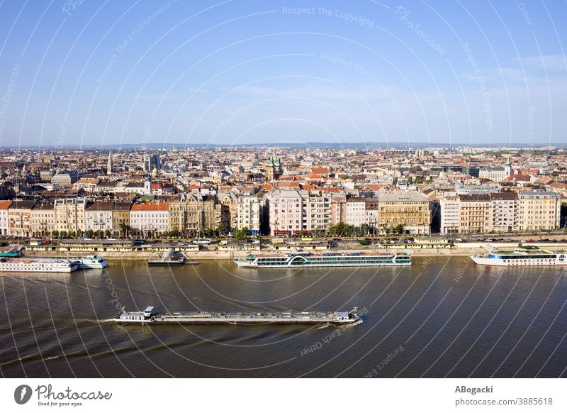 City of Budapest skyline and Danube river in Hungary. budapest city cityscape danube house building apartment tenement residential historic hungary europe