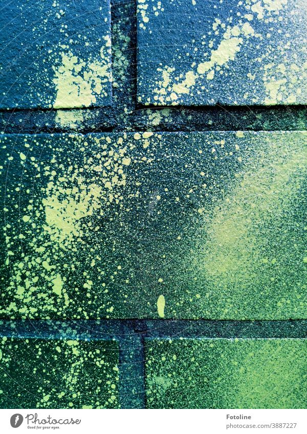 Green paint that used to be graffiti on a wall... Graffiti Brick Brick wall brick wall Brick facade Bricks Colour colored Facade Exterior shot
