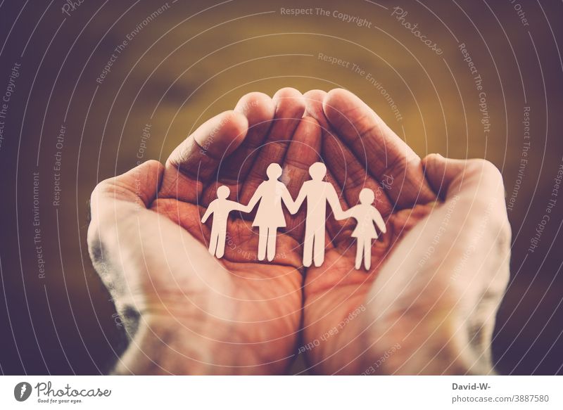 Family in the hands - Concept Attachment Love Safety (feeling of) Life Desire planning Together Family planning Happy Domestic happiness