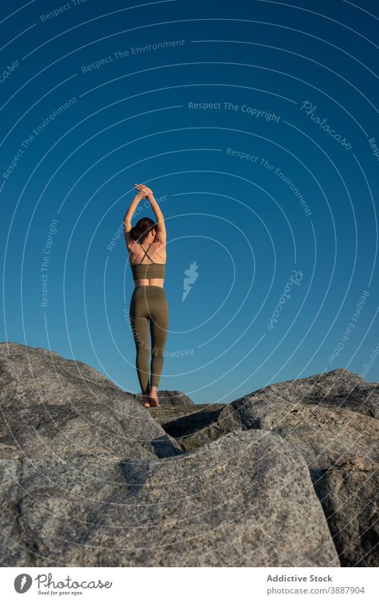 Zen Yoga Woman Mountain Pose Relaxed Stock Photo 100044584