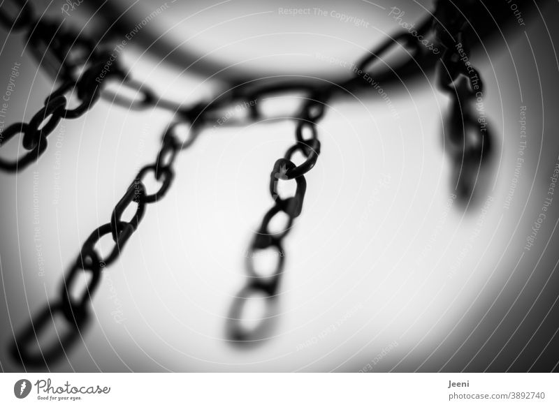 Chains and chain links made of metal in black and white Metal Chain link Chain links Basketball Basketball basket blurriness Neutral Background Detail Deserted