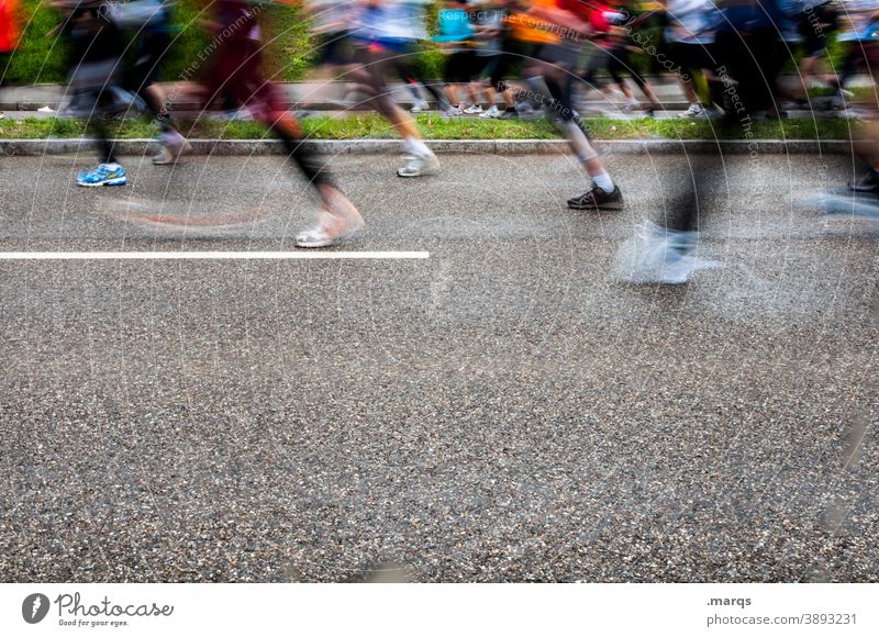 mass event Crowd of people Movement motion blur Running Walking Marathon Sports Jogging Fitness Speed Athletic Street Legs Endurance Panic Flee Escape