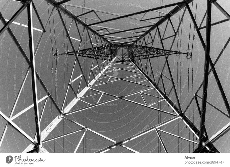 stell pillars and sky electricity power industry energy engineering high line voltage electrical technology tower construction structure industrial wire cable