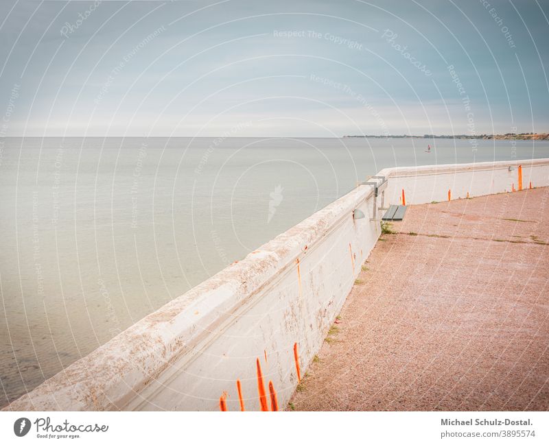 Quay wall with sea background Baltic Sea baltic Ocean Lake wave woge Water water Sand Beach beach White white Blue blue Green green Sky sky cloud tranquillity