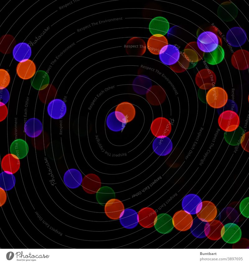 Christmas colour circles of a string of lights Colour Multicoloured Play of colours Fairy lights Christmas & Advent Christmas decoration Christmas tree