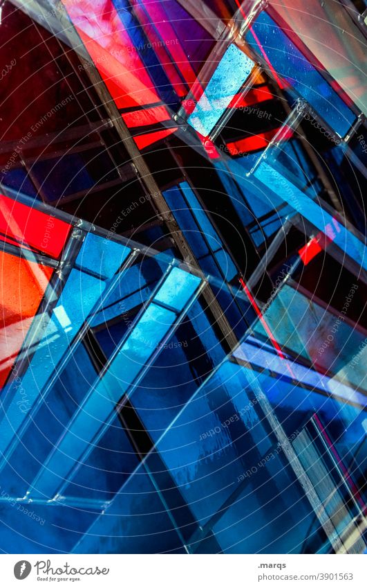 stained glass Structures and shapes Pattern Abstract Close-up Double exposure Church window Light Modern Decoration Illuminate Mosaic Colour Chaos Multicoloured