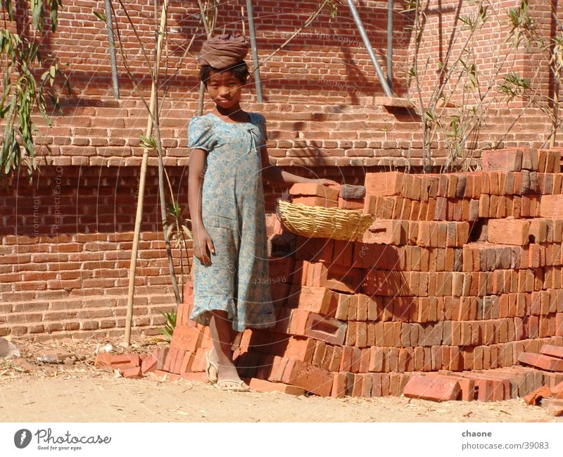 child labour Child employment Myanmar Woman temple structure military dictatorship Brick Brickyard Construction site Poverty Barefoot Brick wall Simple Inequity