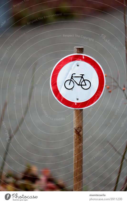 Prohibition sign for bicycles in miniature StVO Sign Bicycle Road sign Signs and labeling Traffic Rules symbolism symbolic Bans Warning sign Signage Red