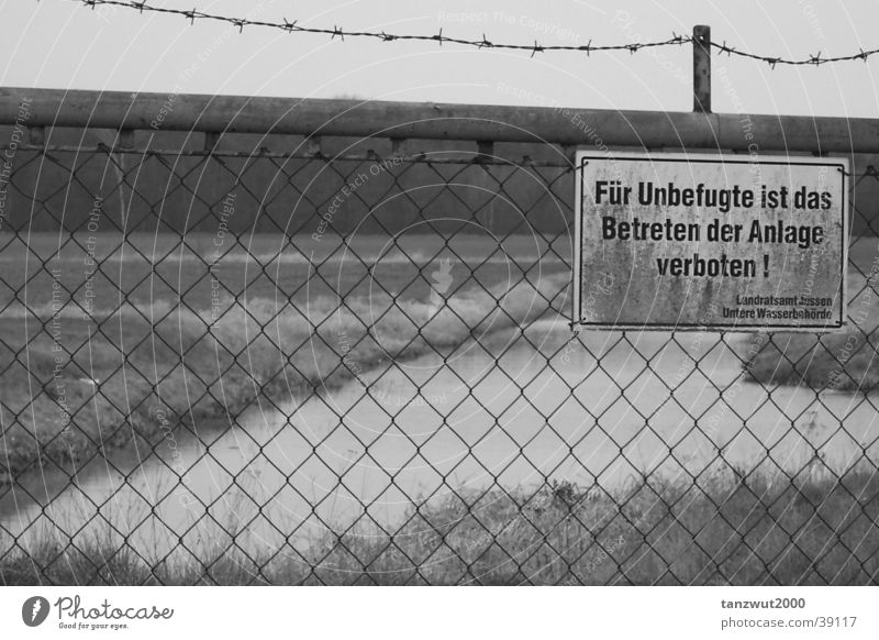 Trespassing forbidden! Bans Lake Fence Barbed wire Landscape Freedom