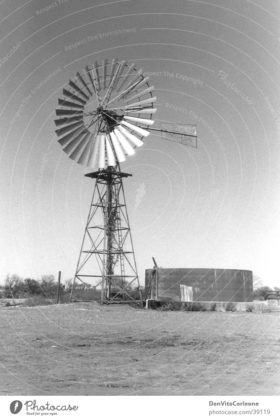 Australia 96-II Outback Well Water Pump Wind energy plant Black & white photo