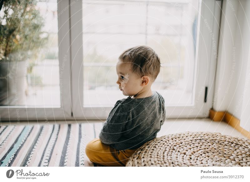 Toddler portrait Portrait photograph Child childhood Window Cute Authentic Lifestyle at home Playing Human being Happiness Happy Caucasian Infancy