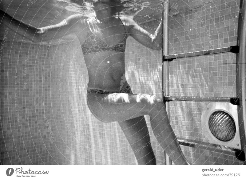 mermaid Woman Swimming pool Underwater photo Water Black & white photo Swimming & Bathing