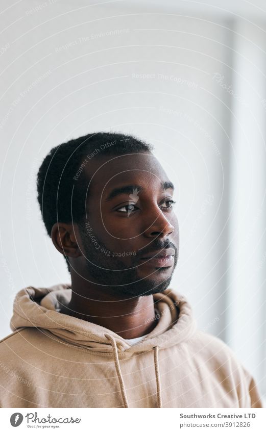 Side Profile Of A Sad Man With Hands On Face Looking Down. Depression And  Anxiety Disorder Concept Stock Photo, Picture and Royalty Free Image. Image  89272898.