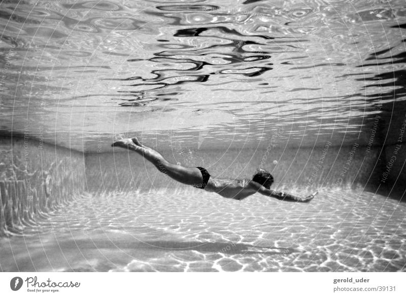 Mermaid in pool Swimming pool Underwater photo Summer Woman Naked Relaxation Dive Wellness Water Black & white photo To enjoy Traffic infrastructure refresh Spa