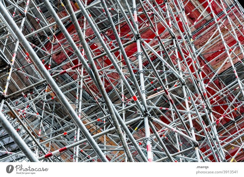 scaffolding Scaffold Construction site Steel Steel construction Pattern Abstract Metal Steel carrier Irritation Architecture Crazy Many Exceptional Line