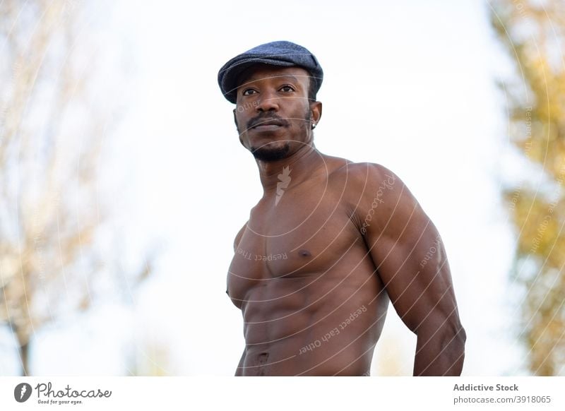 Fotografia do Stock: African American bodybuilder man, naked