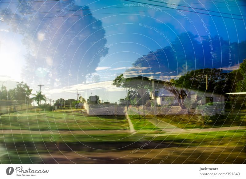 Long walk home Sky Clouds Exotic Garden Outback Detached house Vacation & Travel Speed Complex Surrealism Irritation Double exposure Tropical Time travel