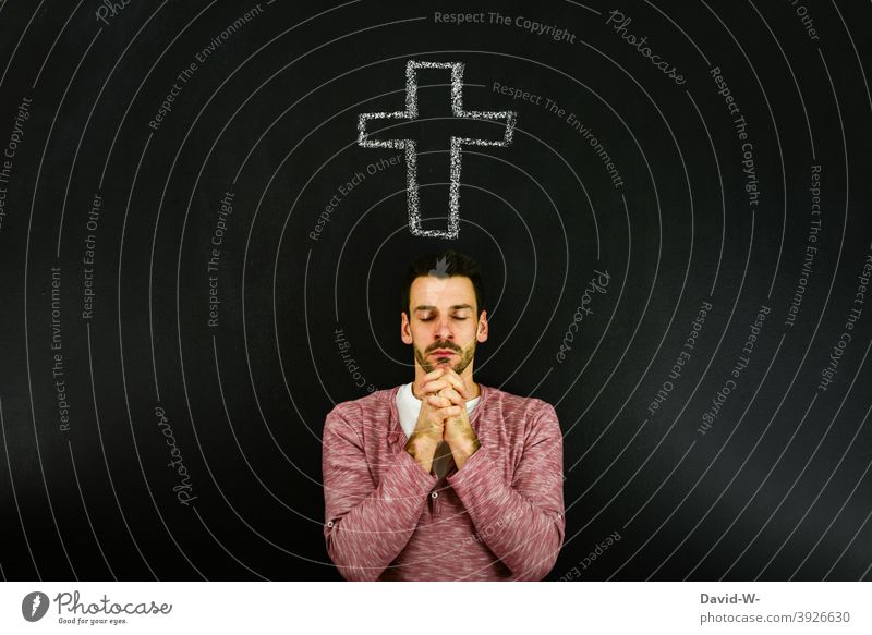 Person Standing Front Cross Worship Stock Photos - Free & Royalty
