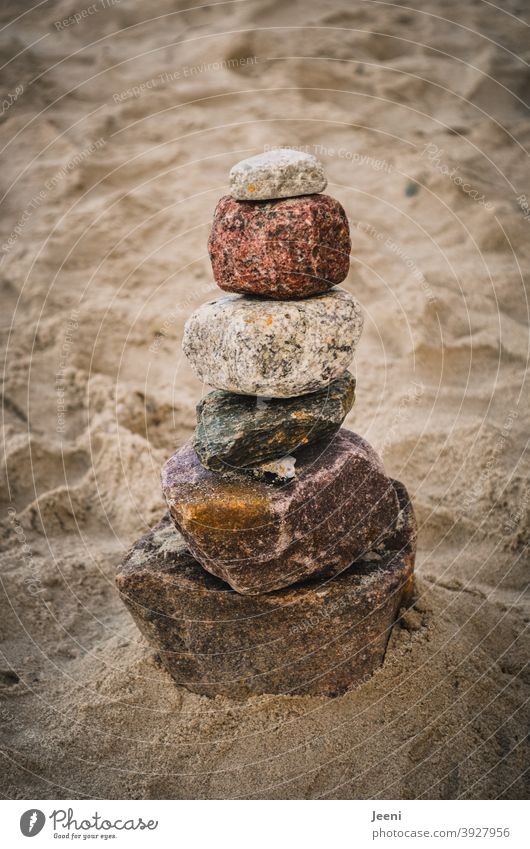 Concept of harmony and balance. Balance stones against the sea