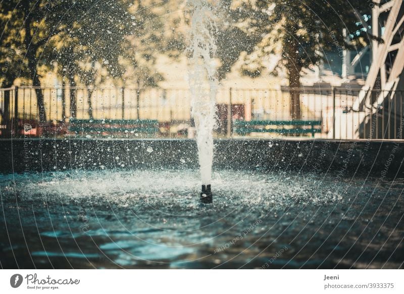 The water splashes upwards in a fountain | Fountain in summer Water Well Wet Drops of water Inject water droplets Water fountain Refrigeration Refreshment