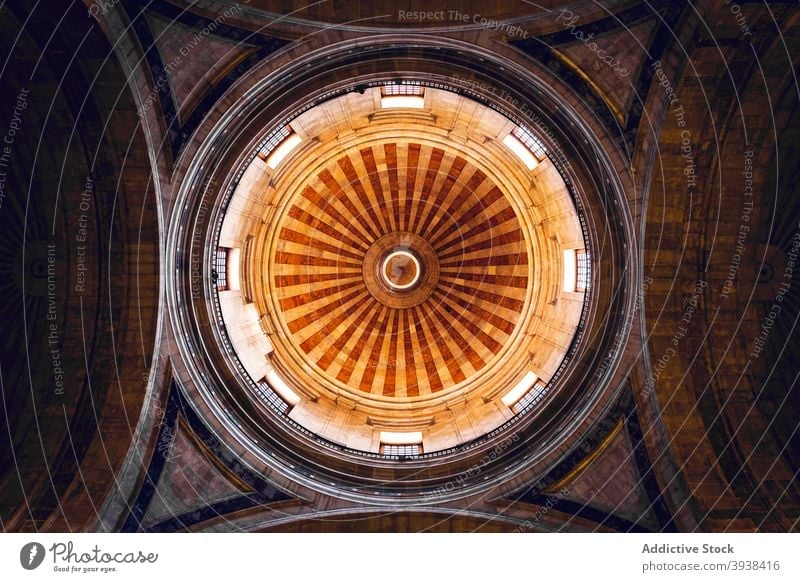 Interior of historic Catholic cathedral with domed cupola church arch architecture ancient heritage sightseeing culture travel christian