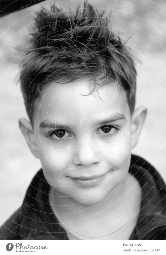 boy Short haircut Masculine Man Black & white photo Boy (child) 5 years Laughter Child