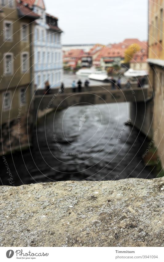 View to other Bamberg tourists Bridge view houses Water River Town Tourists blurriness Architecture Tourism Regnitz river