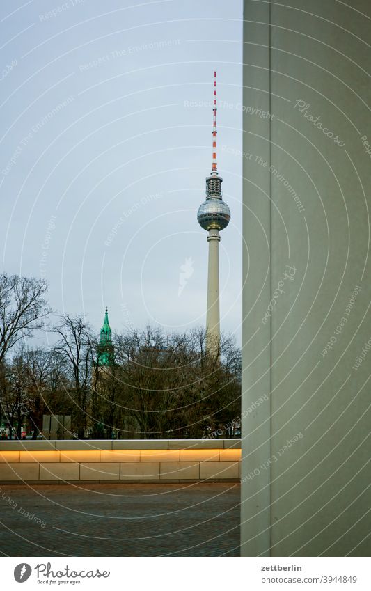 Berlin television tower behind the Berlin castle alex Alexanderplatz city Germany Television tower radio-and-ukw tower Capital city downtown Deserted