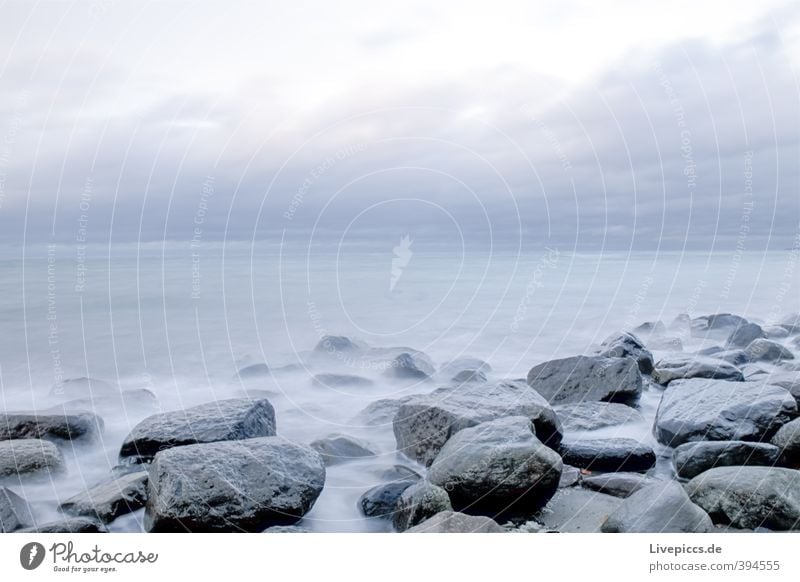 Baltic coast Environment Nature Landscape Water Sky Clouds Autumn Wind Waves Coast Beach Baltic Sea Ocean Stone Fresh Infinity Natural Wild Blue Gray Serene