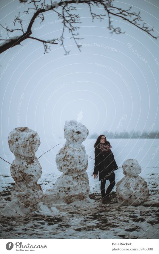#A+# Snowman family make a snowman Winter Winter walk Cold Exterior shot White Joy Playing Seasons
