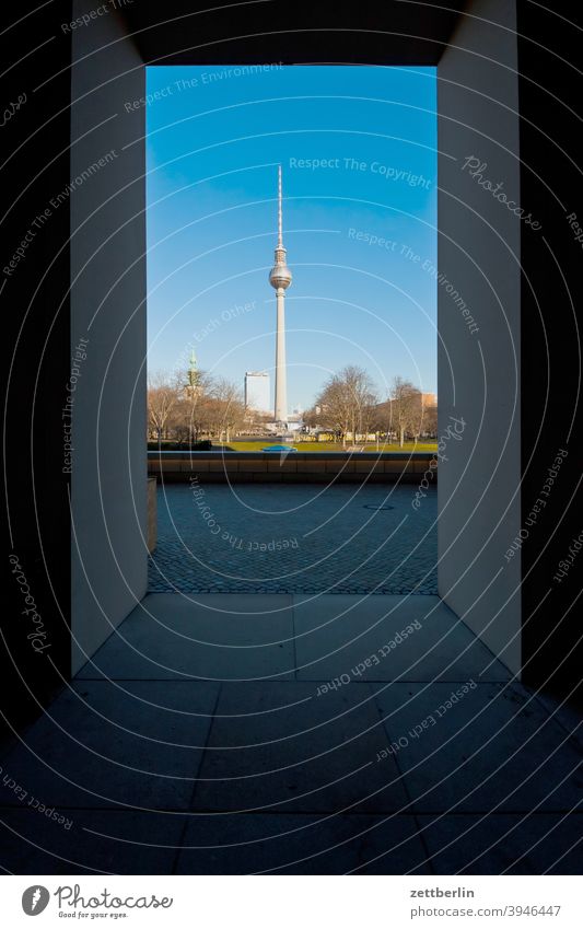 St. Mary's Church and TV Tower, seen from the Berlin Palace alex Alexanderplatz Architecture berlin castle Office city Germany Television tower Worm's-eye view